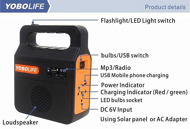 Yobolife Hi Power solar Panel with LED Bulb Solar Light