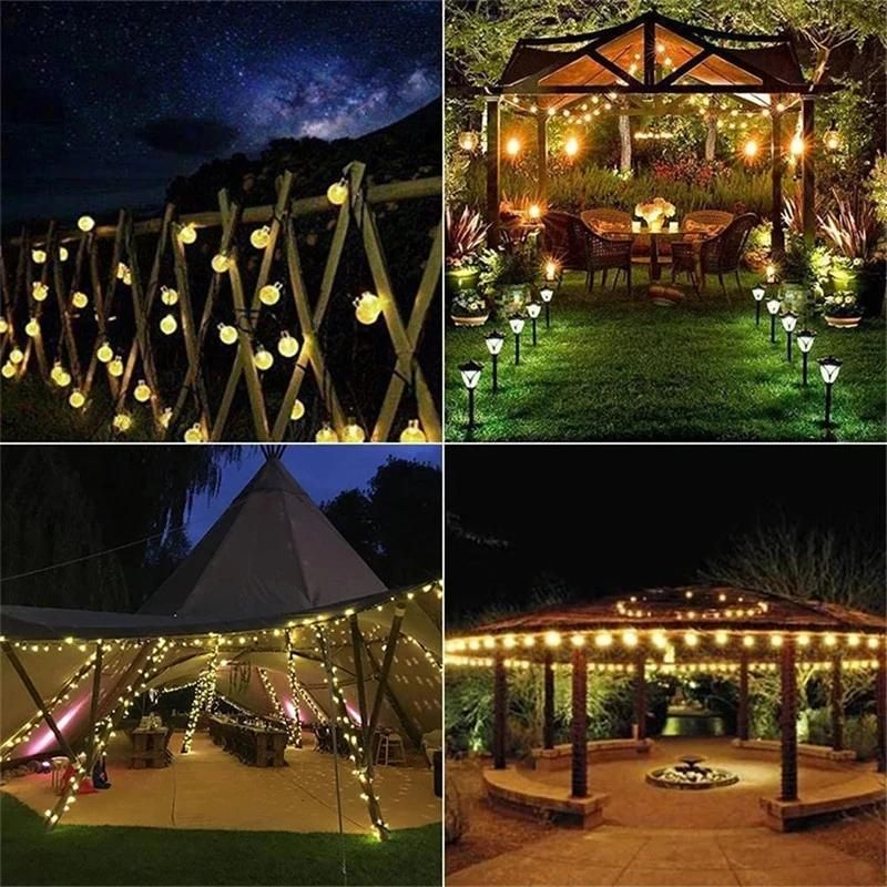 2021 Xmas Holiday Landscape Crystal Bulbs Outdoor Waterproof Solar LED String Lights