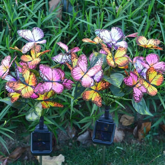 Outdoor Waterproof Energy Conservation Artificial Colorful Butterfly Decorative LED Garden Patio Lawn Park Solar Butterfly Light