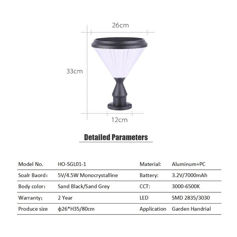 Factory Price Hot Sale IP65 Waterproof Outdoor Bollard Lawn Lighting 60W LED Solar Garden Light