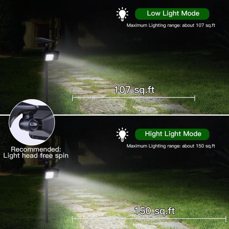 New Arrival 24 LED Solar Spotlight Double Heads Lawn Light Outdoor Garden Solar LED Spike Spot Lights 2021