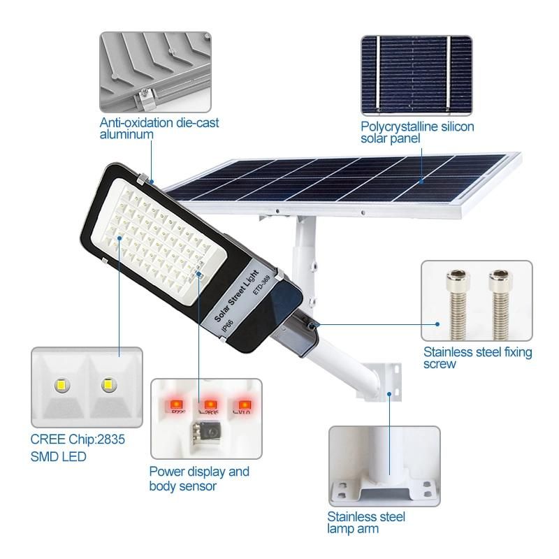 High Brightness and Long Working Time Solar Power Street Light High Quality Luminaires 200W 300W Waterproof IP66