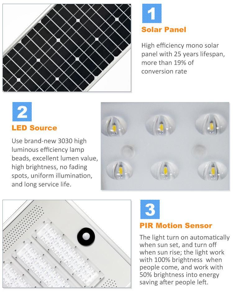 Human Induction Light Control Mode 80W 3030 LED Solar Light