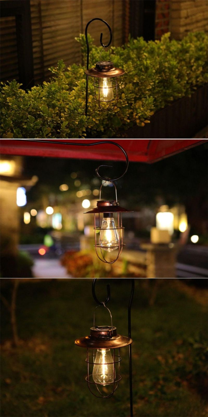 Solar LED Courtyard Street Lamp Tungsten Lamp Retro Portable Lantern