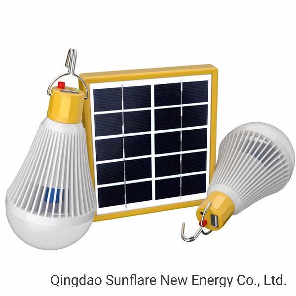 Green Energy Charging Mobile Phone Solar Lamp/Light/2 PCS LED Bulbs Lantern for Remote Areas