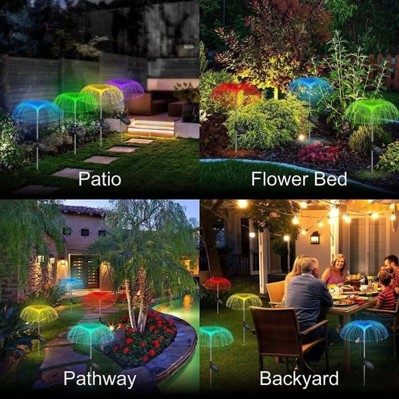 Jellyfish Lamp Color Changing Solar LED Outdoor Jellyfish Fiber Optic Garden Floor Lawn Pathway Street Lighting Dé Cor Wyz20504