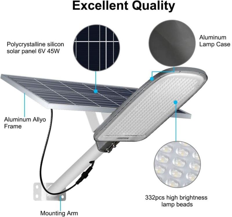 300W Solar Street Lights Outdoor Lamp, Dusk to Dawn Security LED Flood Light for Yard, Garden, Street,