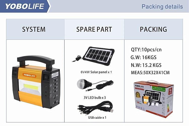 3 W Solar Panel Rechargeable Lighting System