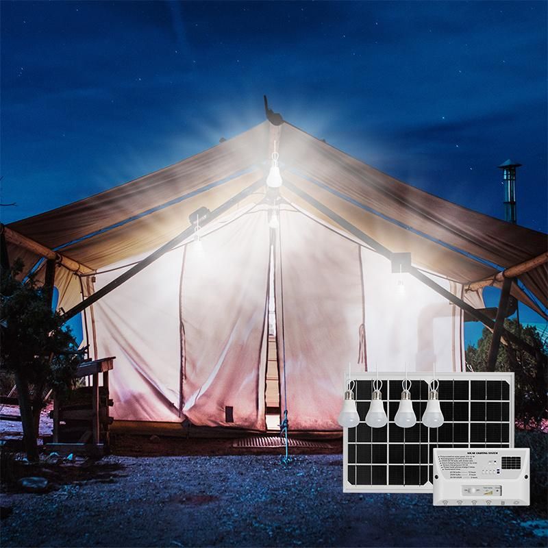 Portable Solar Energy Home Power Solar System for Home Lighting and Phone Charging 12W Solar Panel 4 LED Bulbs 2021