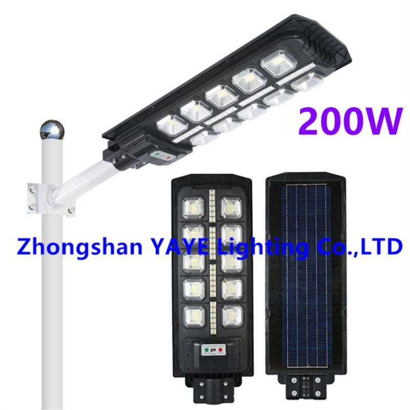 Yaye Hottest Sell Newest Design 50W/100W/150W/200W/300W/400W All in One Solar LED Street Garden Road Lamp with Remote Controller/Radar Sensor/ 1000PCS Stock