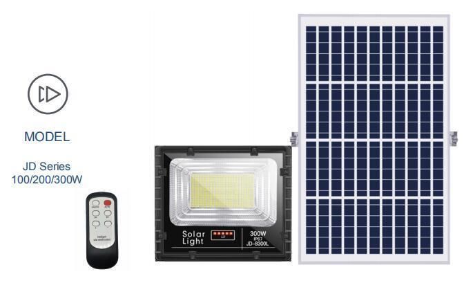 Jd-8840L Jd-8860L Jd-8800L Jd-8300L LiFePO4 Lithium Battery SMD 200W Solar Flood Light Outdoor