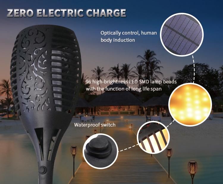 Ce Solar Energy Manufacturers Decorative Outdoor Flashlight LED Garden Light Dancing LED Touch Light LED Flame Light Solar Lighting