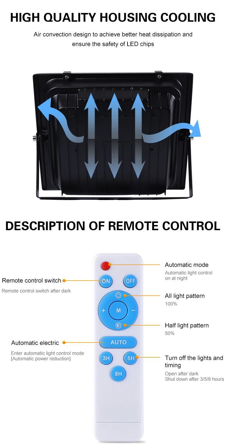 Outdoor Waterproof IP65 50W 100W 150W 200W 300W Solar Street Flood Light