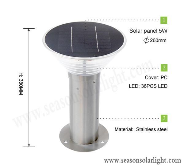 Energy Saving Light Lamp Park Roadway Lawn Lighting Outdoor Solar Garden Pillar Light with LED Light