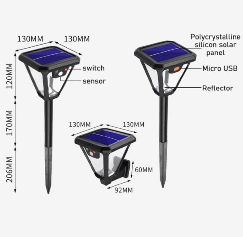 ABS Street Light LED Garden Spike Yard Lamp Outdoor Waterproof LED Solar Wall Light