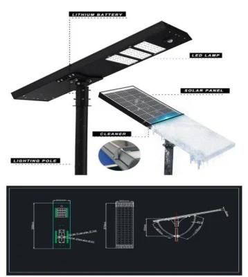 Energy Saving Aluminum 30W 40W 60W 80W Auto-Clean All-in-One Solar Street Light Manufacturered in China