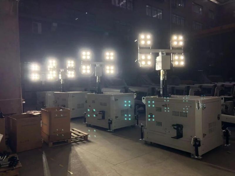 Battery and Diesel Generator 4X350W LED Floodlight Hybrid Light Tower