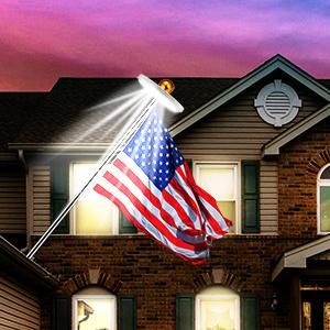 Solar Flag Pole Light 128 LED Light, Super Bright LED Solar Powered Lights on Most 15 to 25FT Flagpole 100% Flag Coverage, 2 Modes 2500mAh Downlight up Flag