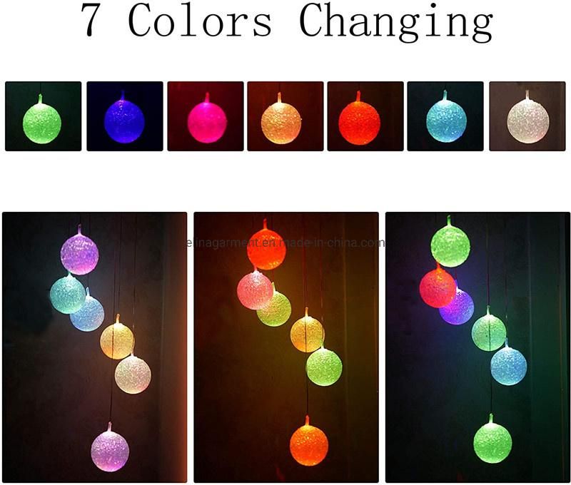 LED Solar Light Ball Wind Chime Changing Color Waterproof Star Heart Wind Chimes for Home Party Outdoor Night Garden Decoration