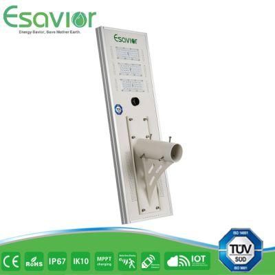 Esavior 60W Outdoor All in One LED Solar Lamp Solar Street Light for Parking Lot Lighting with 6000lm and LiFePO4 Lithium Battery