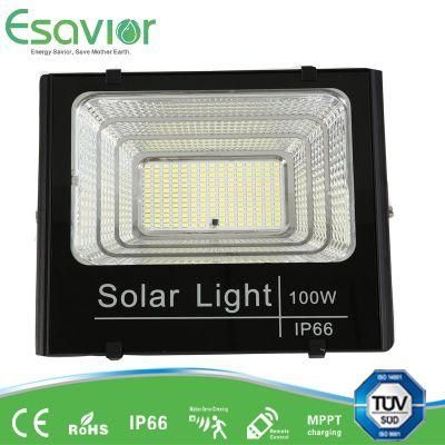 Esavior 100W All in Two LED Solar Panel Flood/Street/ Garden/Outdoor Security Light with TUV/CB/CE/Rosh Certificate