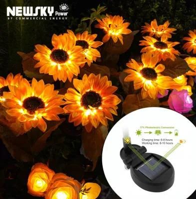 Outdoor IP65 Waterproof Landscape Stake Lamp Sunflower Solar Lights for Night Decorative