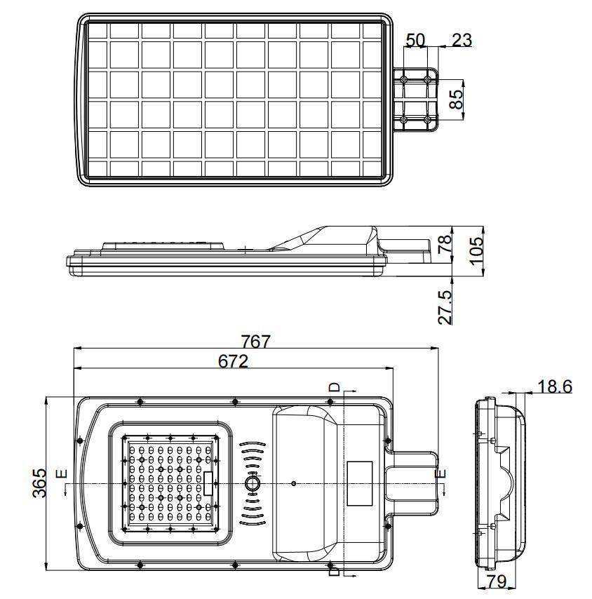 Aluminum Materials PIR Motion Sensor and Light Sensor Outdoor Waterproof IP65 High Brightness LED Chips 10W 20W 30W All in One Solar Street Light