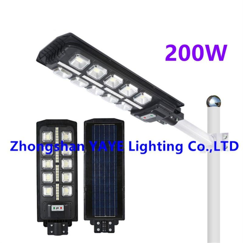 Yaye Hottest Sell Newest Design 50W/100W/150W/200W/300W/400W All in One Solar LED Street Garden Road Lamp with Remote Controller/Radar Sensor/ 1000PCS Stock