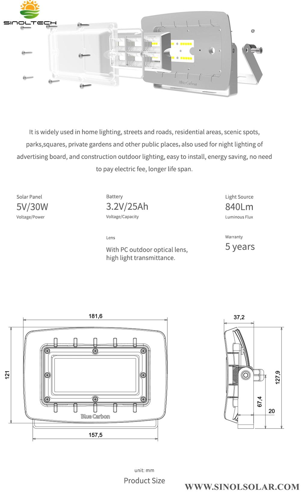 7W Radar Solar LED Flood Light (SN-FLR1.0)