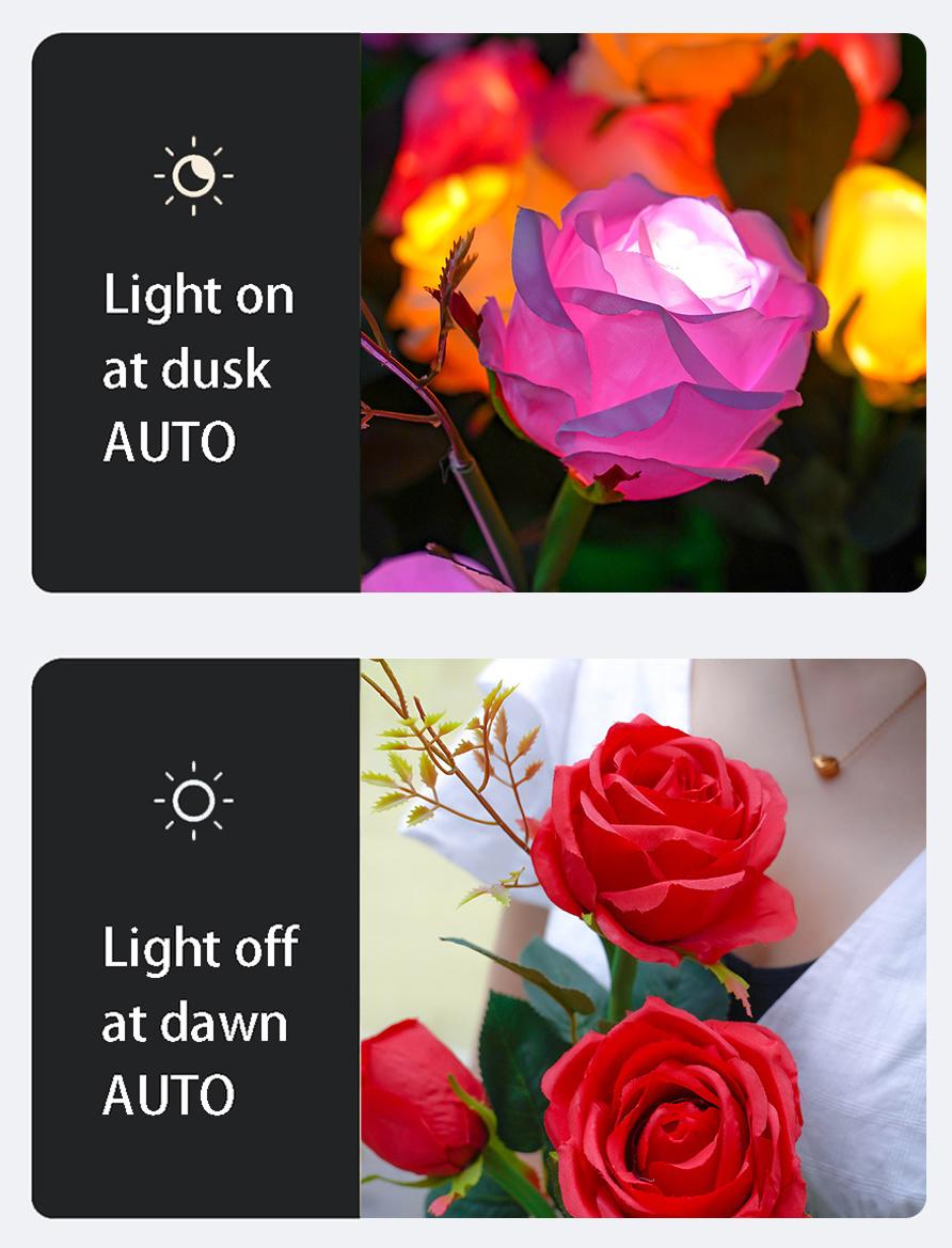 Hot Sales Multicolor Rose Sunflower Solar LED Flower Light for Outdoor Waterproof Garden Decorative