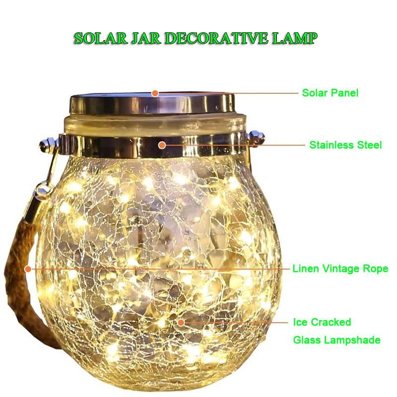 Roof Overhaning Lamp LED Solar Jar Light for Garden Backyard