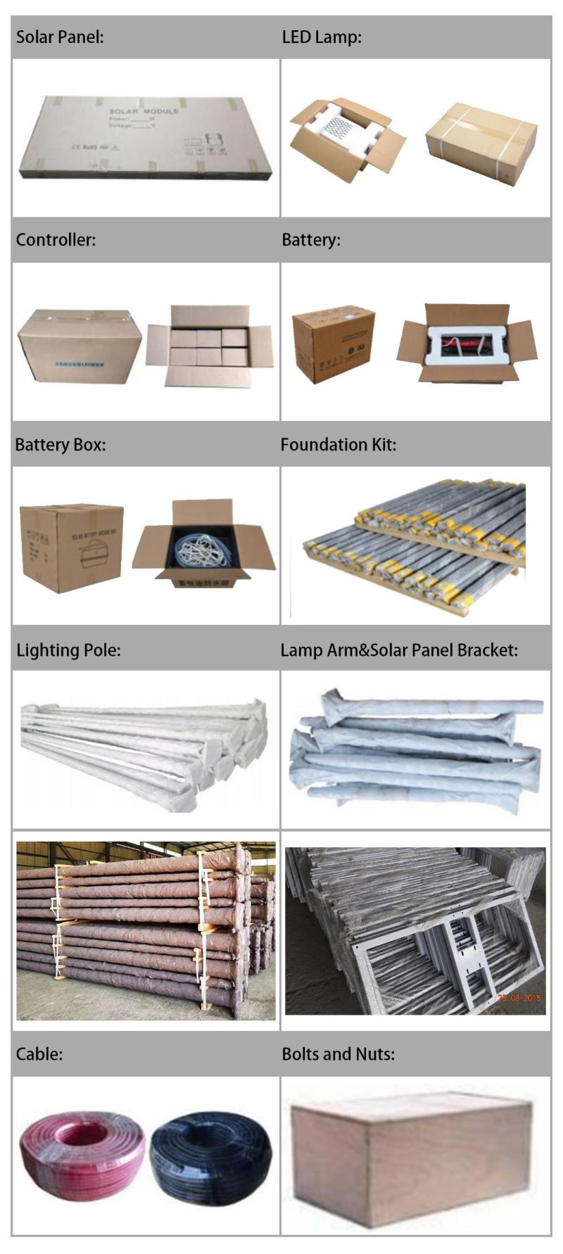 Lithium Battery Under The Solar Panel Bracket Solar Street Light with 40W LED Light Power