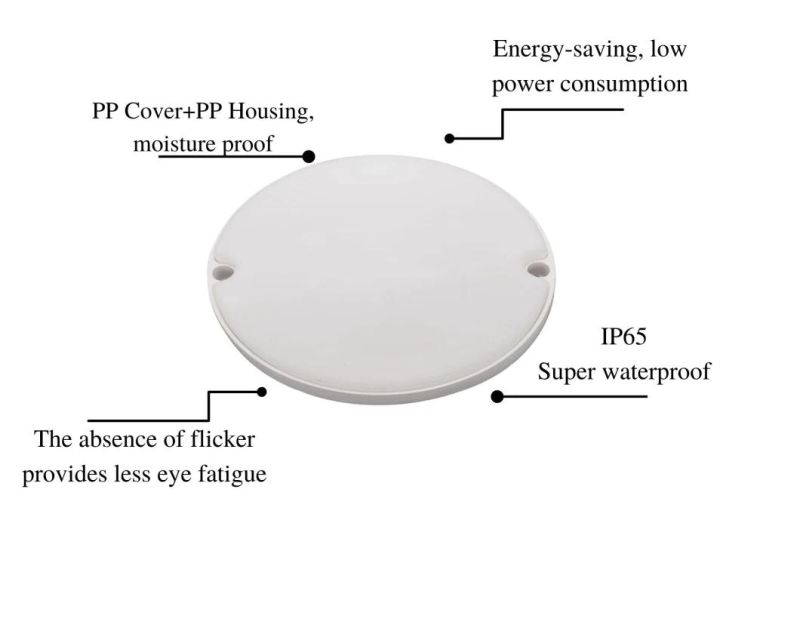 Factory Direct Sales Energy-Saving White Round LED Moisture-Proof Lamp