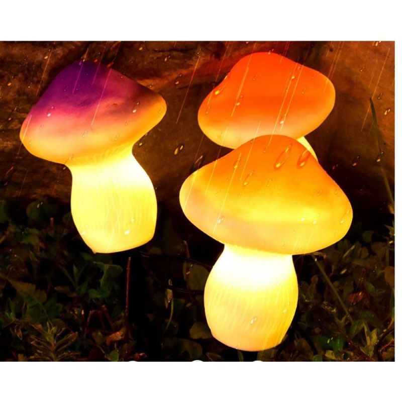 3PCS Mushroom Outdoor Solar Garden Lights Cute Shape Mushroom Landscape Lighting Path Lights for Garden Decoration Wyz19763