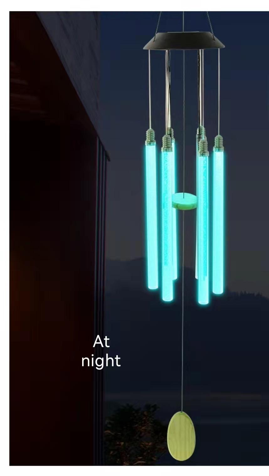 LED Solar Light Tubulose Wind Chime Changing Color Waterproof for Home Party Outdoor Night Garden Bar Decoration