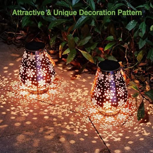 2 Pack Solar Lights Outdoor Decorative, Upgraded Solar Lanterns Outdoor Hanging, Solar Powered Retro Metal Waterproof LED Garden Lights for Table Patio Y