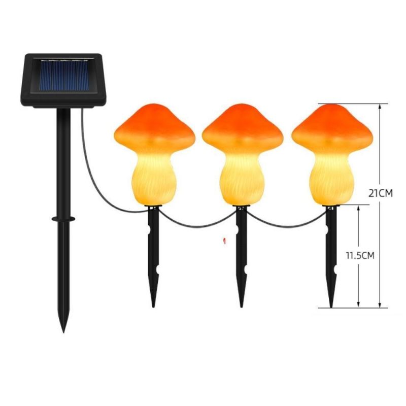 3PCS Mushroom Outdoor Solar Garden Lights Cute Shape Mushroom Landscape Lighting Path Lights for Garden Decoration Wyz19763