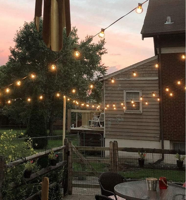 Solar String Lights Outdoor, 22FT Hanging Outdoor String Lights, 10PC G40 LED Bulbs and 4 Lighting Modes, Waterproof Solar Powered Fairy Lights