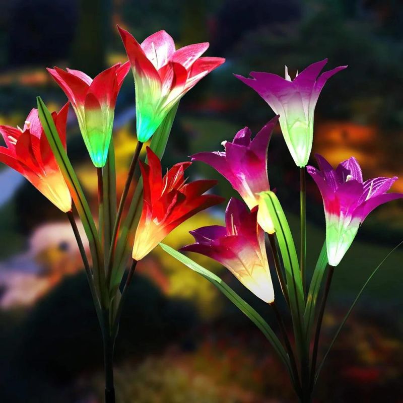 Garden Decoration LED Solar Lily Colorful Lights Solar Flower Landscape Courtyard Lawn Lamp