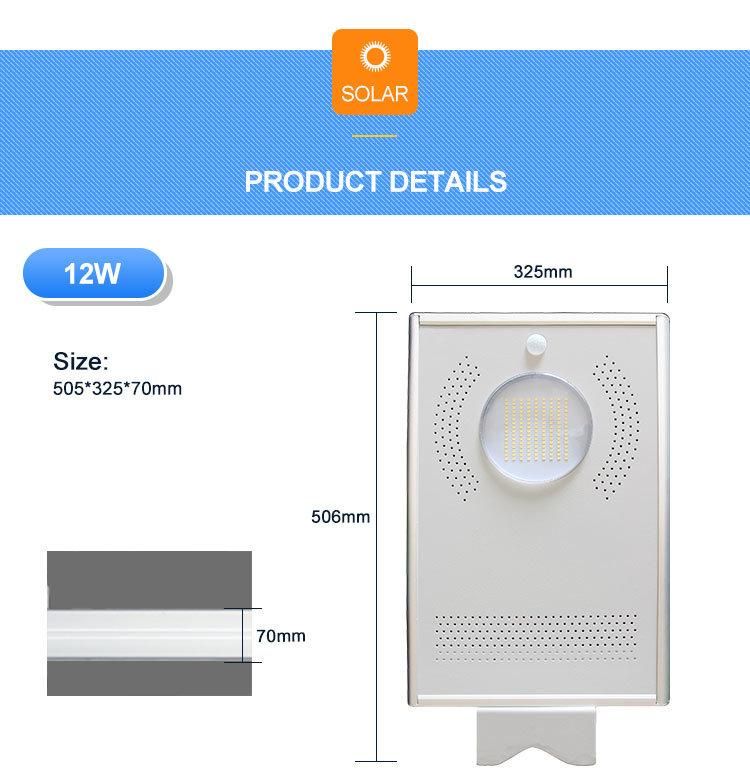 120 Degree Lighting Angle 12W China Solar LED Street Light