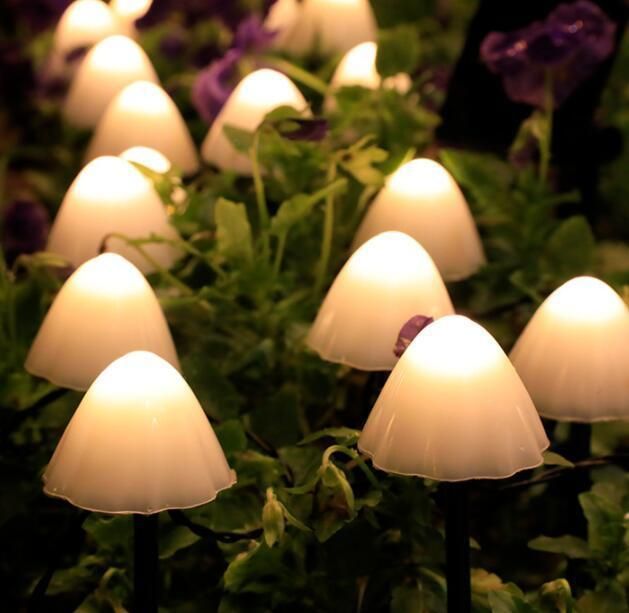 Colorful LED String Mushroom Patio Grass Yard Christmas Solar Powered Lights