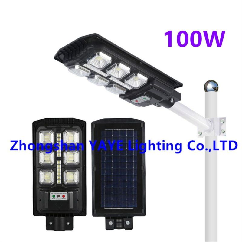 Yaye Hottest Sell Newest Design 50W/100W/150W/200W/300W/400W All in One Solar LED Street Garden Road Lamp with Remote Controller/Radar Sensor/ 1000PCS Stock