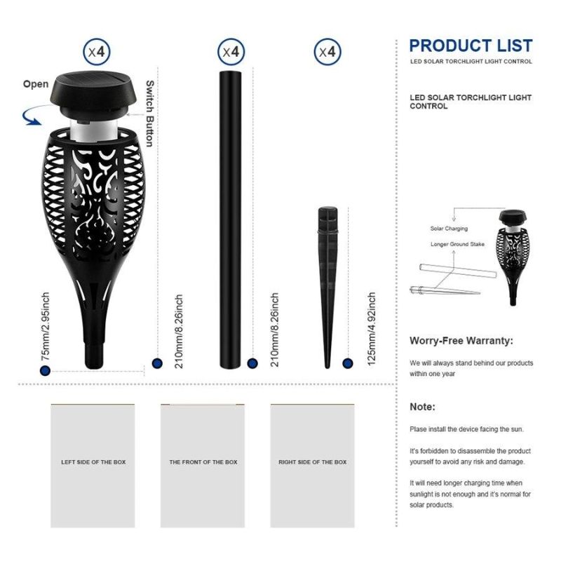 4pack/8pack/10pack Mini 12LEDs Solar Torch Light with Flickering Flame