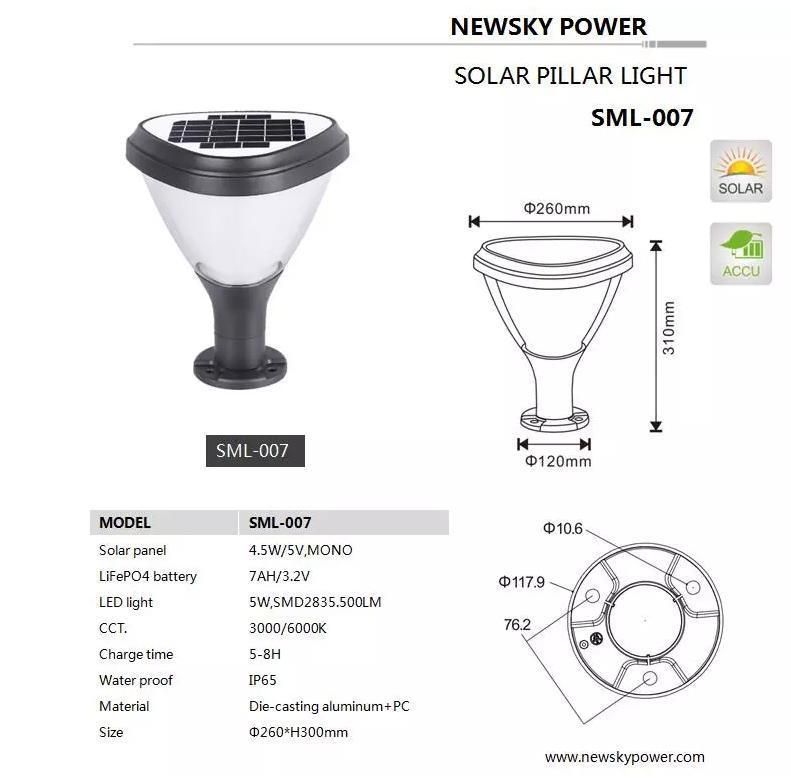 Outdoor Christmas Fence 6000K Solar Spot Garen Column Lamp