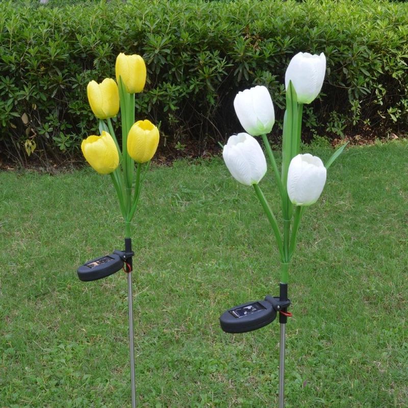 LED Tulip Flower Stake Light Solar Energy Rechargeable for Outdoor Garden Patio Pathway Porch Backyard Wyz16583