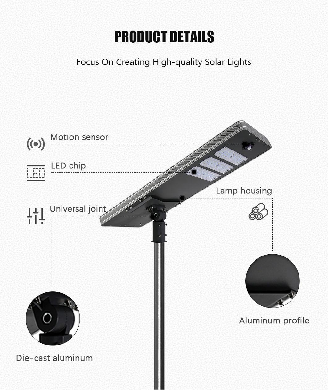 SMD Chips 5 Years Warranty 30W, 40W, 50W, 60W, 80W, 100W Integrated Solar LED Street Light