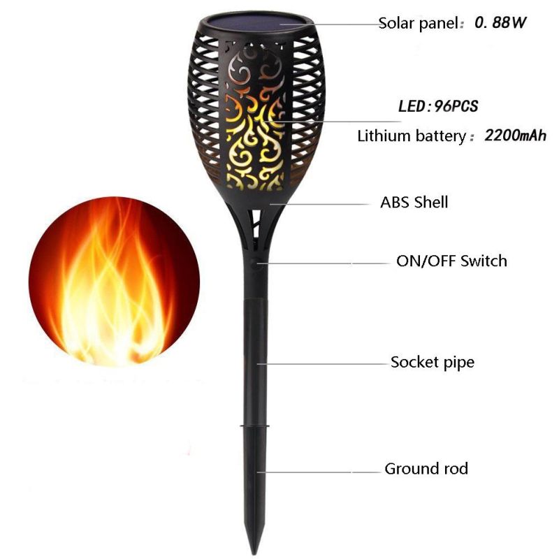 Solar Torch Light Flame Lamp for Christmas