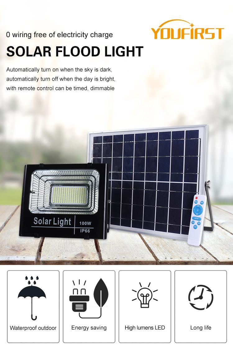 Energy Saving 40W 60W 100W 200W 300W IP66 Waterproof Garden Solar Powered LED Solar Flood Light Outdoor