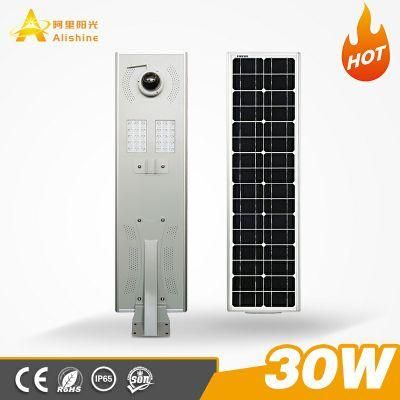 2MP CCTV Monitoring Camera 30W LED Solar Street Light