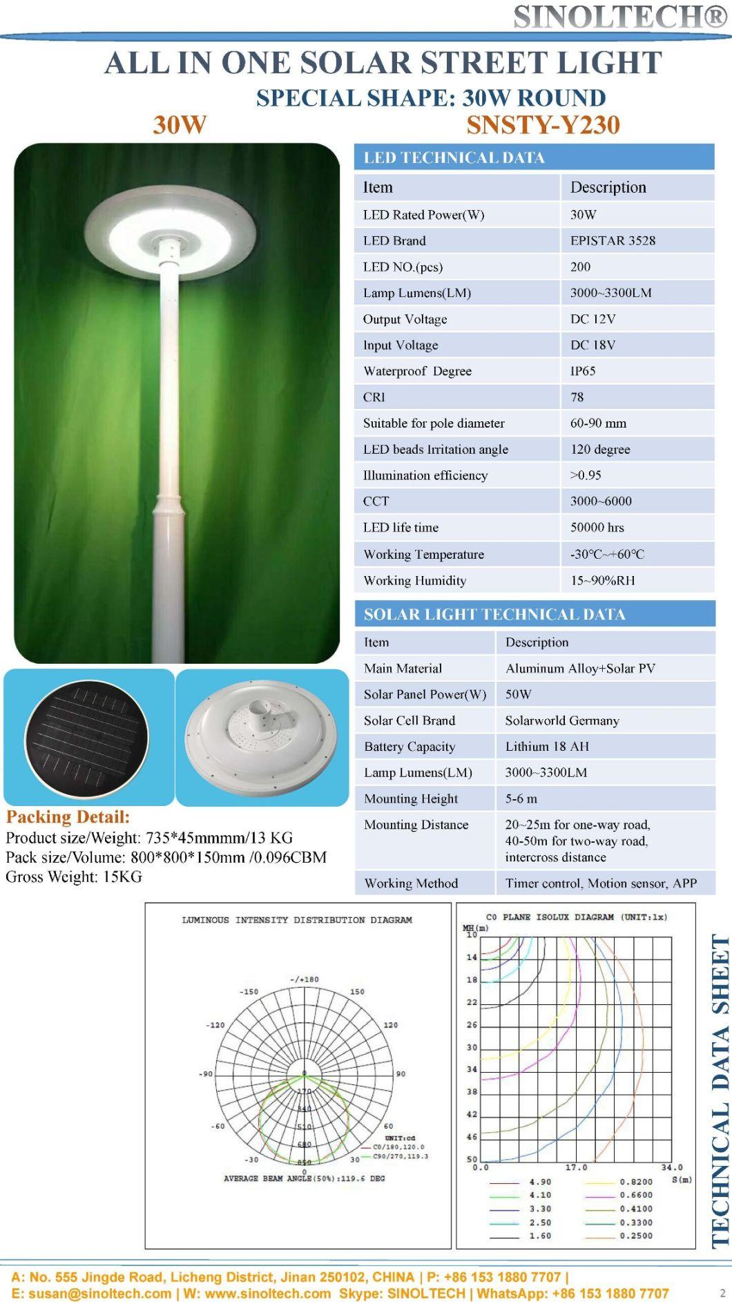 Fan Shape All in One Solution 15W LED Lamparas Solares (SNSTY-S15)